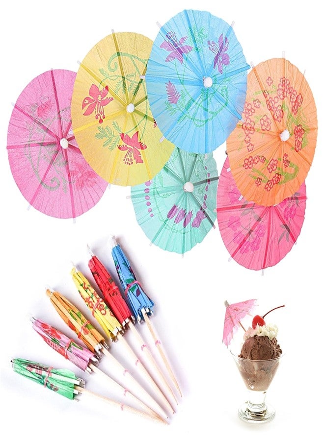 DNY Cocktail Umbrellas for Drinks Party Decoration 50 pcs | Colorful Designer Paper Mocktail Sticks | Tropical Hawaiian Toothpick - Image 1